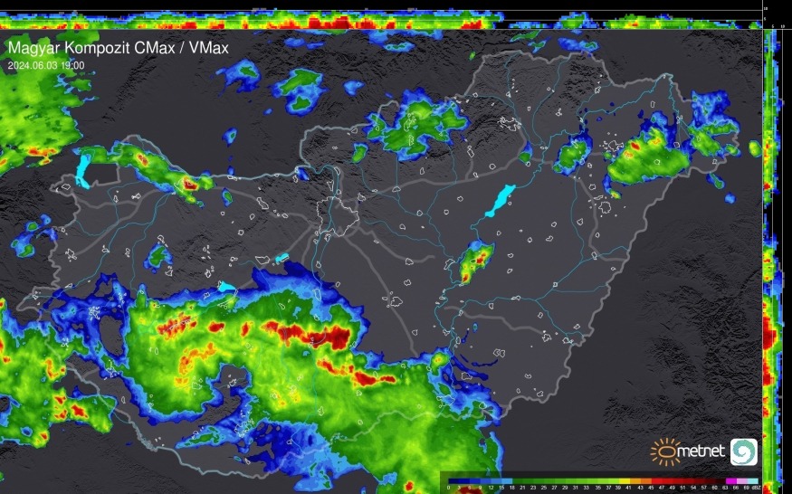 Jelenleg az ország középső részén vannak a legkomolyabb zivatarok