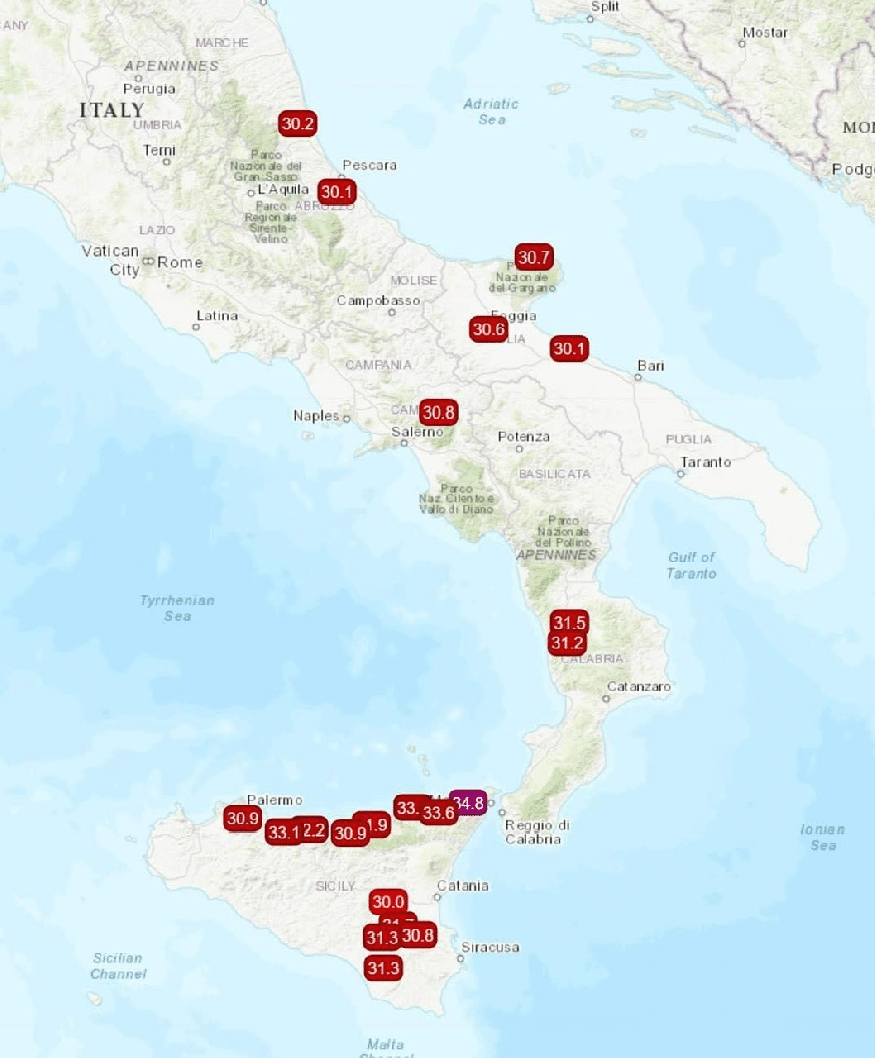 Miközben Észak-Olaszországban csak 13-18 fokot mértek, addig Szicíliában hőség tombolt