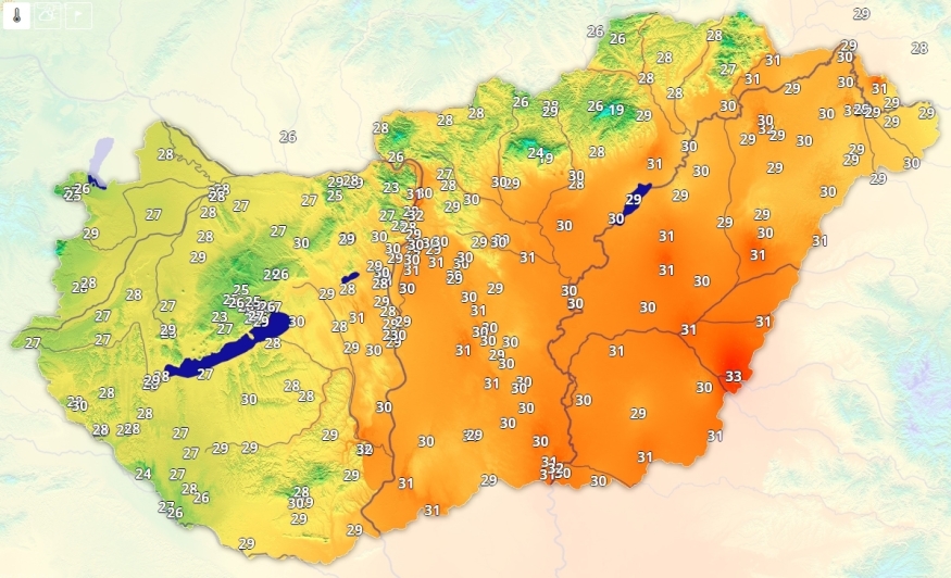 Északon és a Dunántúl nagy részén már 30 alatt